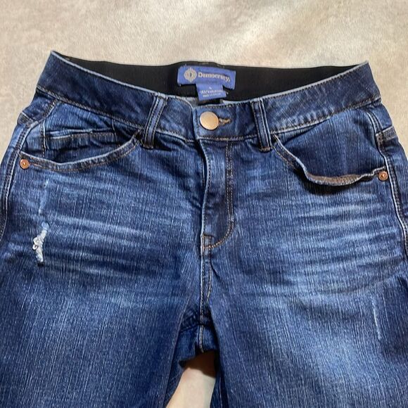 Democracy Womens Distressed “Ab” Solution Dark Wash Straight Leg Jeans Sz 4 - Picture 2 of 9
